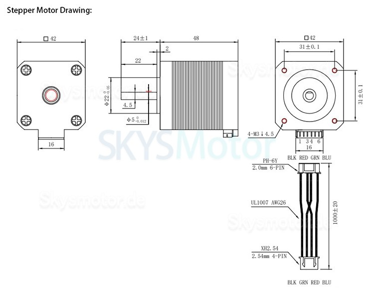 OUKEDA NEMA 17 Schrittmotor 17HS8401 2A 59Ncm 1,8 Grad D-cut für 3D-Drucker